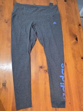 Nwt Adidas Women Multi-sport W Line Gray Blue Logo High Rise Leggings Size 2X